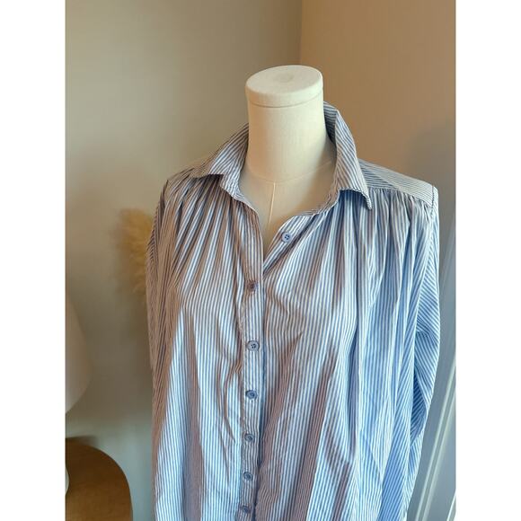 Missguided Blue Pinstripe Oversized Boyfriend Button Up Shirt Size 2 - Picture 2 of 9